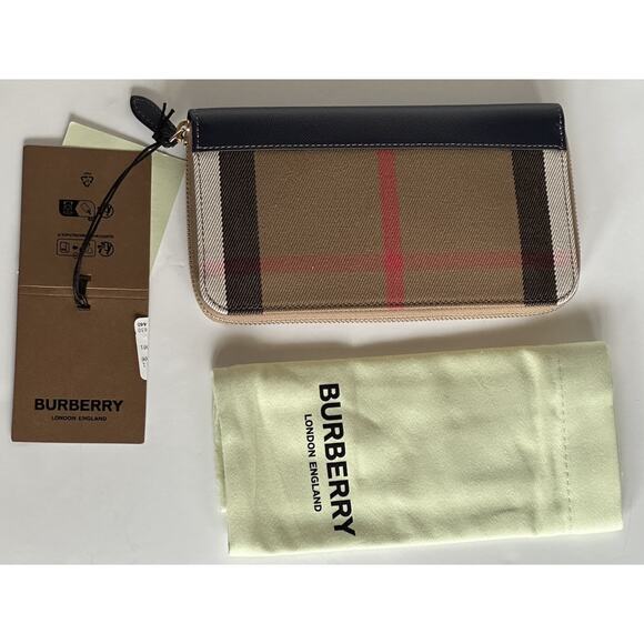 Burberry Handbags - Burberry Zip Around Wallet Dark Canvas Blue 80845161 NWT $630